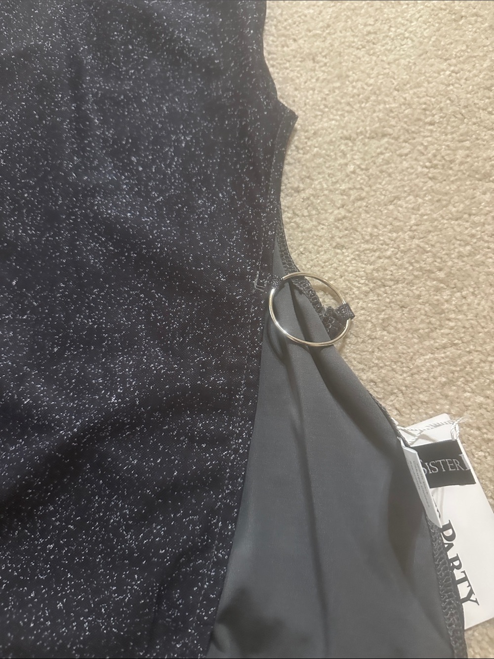 Black Sparkle Halter Mini Dress - Picture 3 of 6